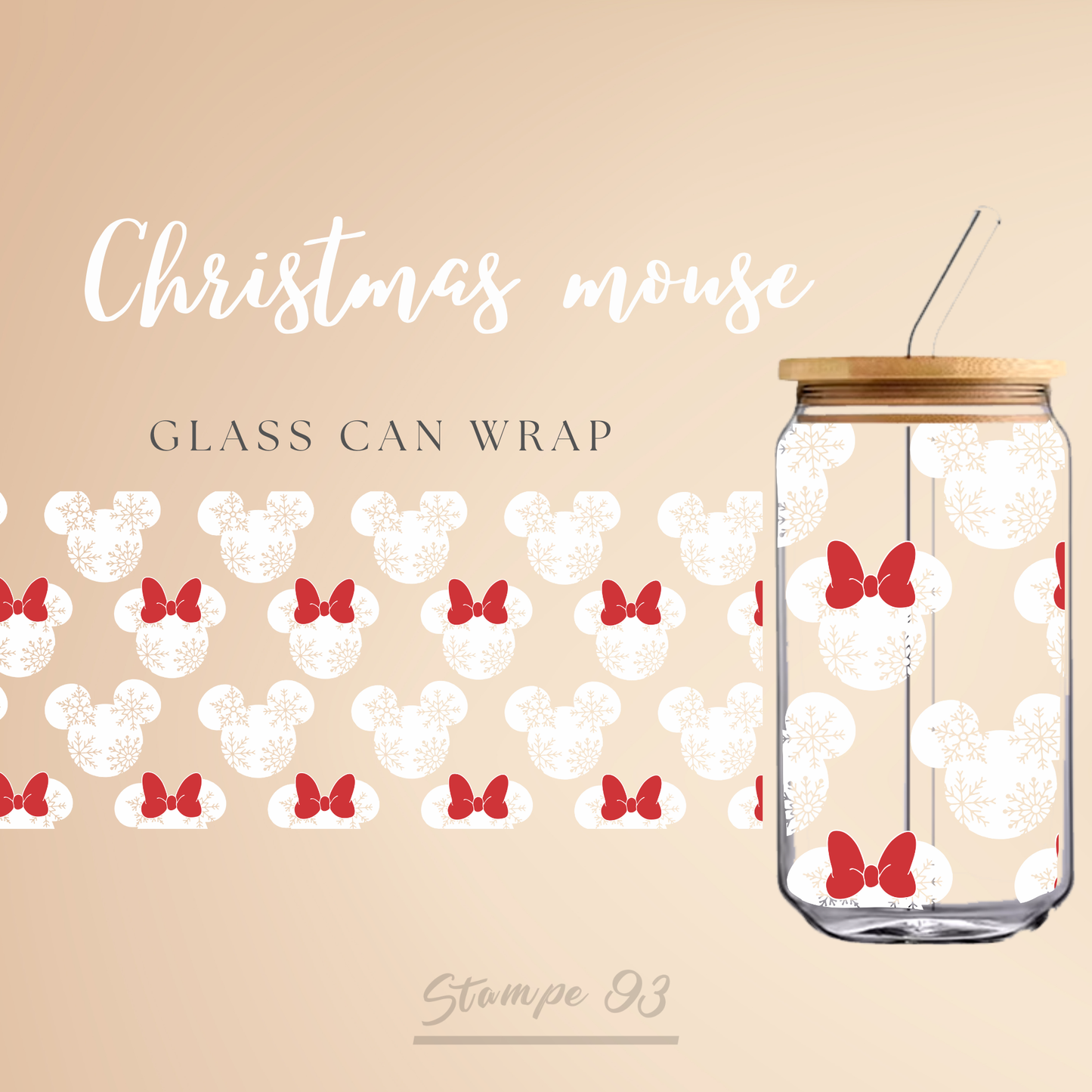 Christmas Mouse Wrap UV DTF Sticker